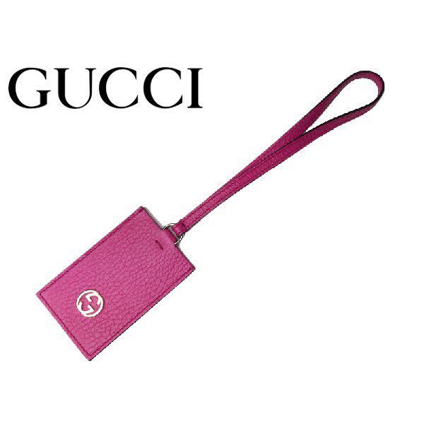 2 新品 GUCCI グッチ レザー インターロッキング ネームタグ プレート拍卖
