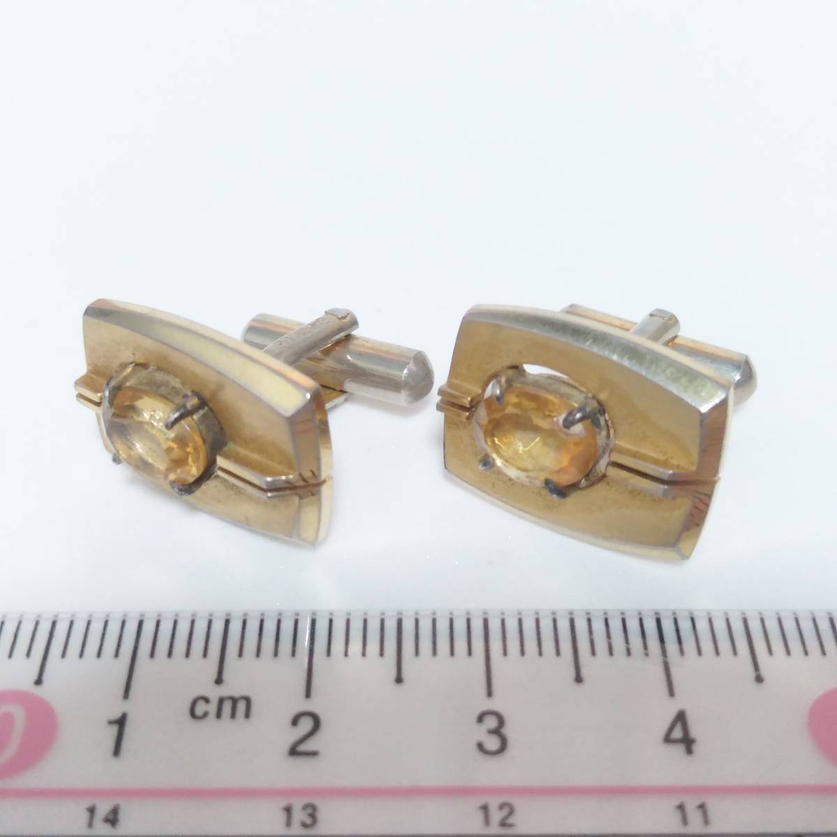 ○CA12/カフリンクス/カフスボタン/ゴールド/レバー式/スウィヴル式 装飾 ラインストーン イエロー アクセサリー 送料無料拍卖