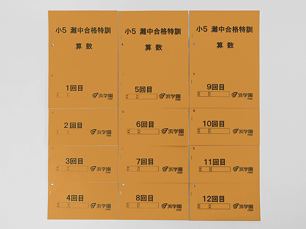 ★浜学園 小5 算数 灘中合格特訓 テキスト 1回~12回 1年分拍卖