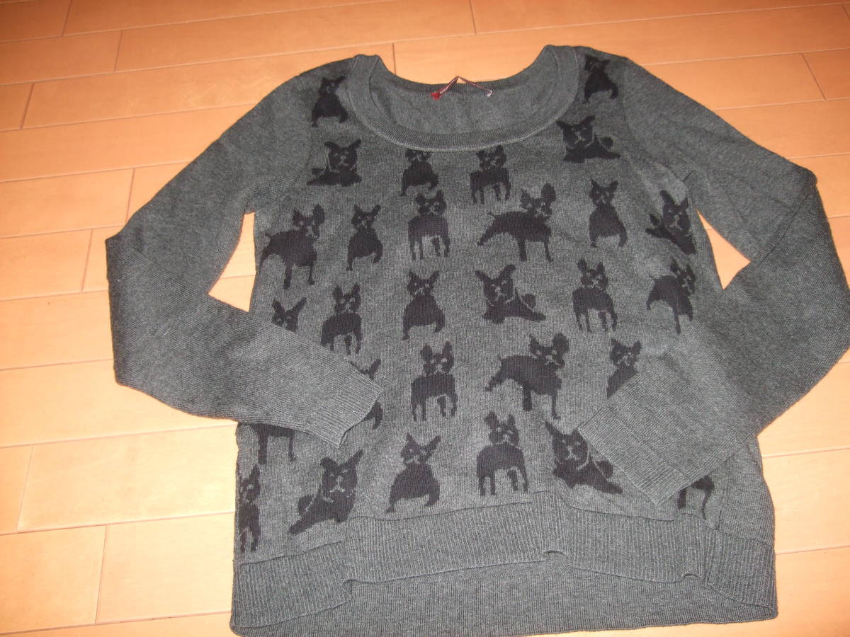 良品即決☆comptoir des cottoniers動物柄ニット☆グレー系M拍卖