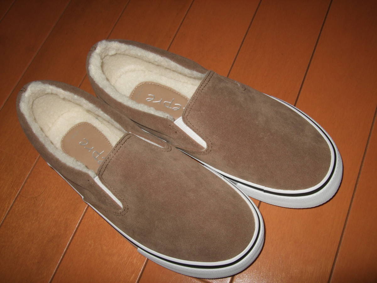 新品未使用即決☆中ボアスウェード風スリッポン☆ベージュ23㎝拍卖