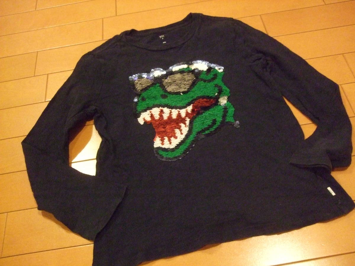 ユーズド送料込即決☆GAP KIDS スパンコールアップリケ長袖カットソー☆M 130㎝拍卖