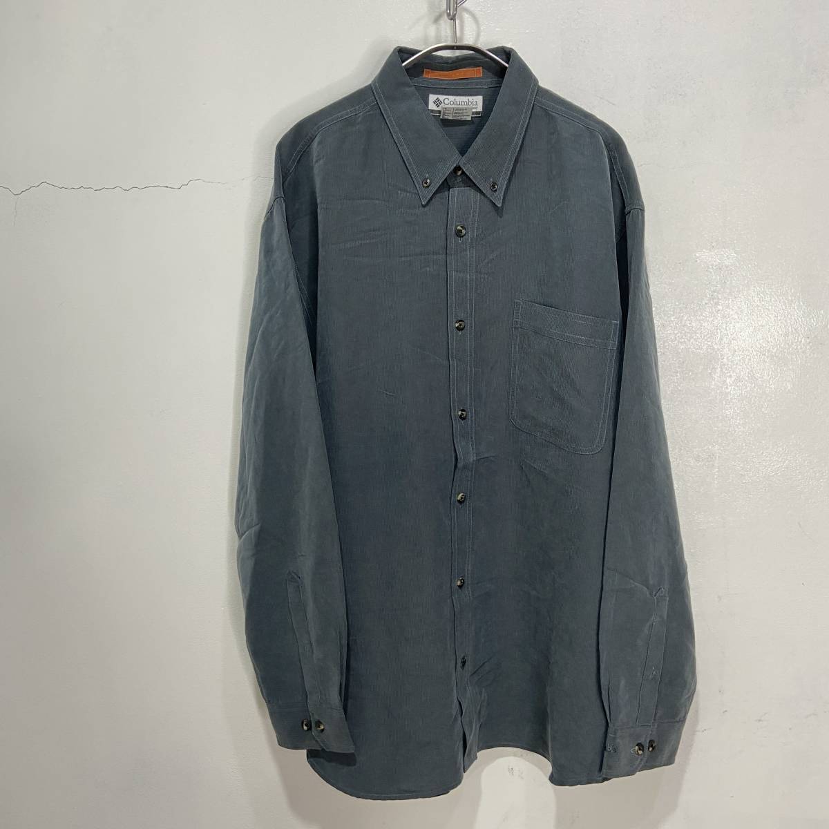 送料無料☆Columbia☆コロンビア☆ボタンダウン長袖シャツ☆モダールポリシャツ☆無地☆ネイビー☆XL☆K23拍卖