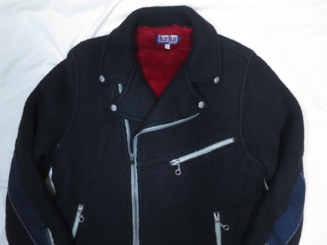 ★ ハリウッドランチマーケット BLUE BLUE 圧縮 ウール W ライダース 2 サイズ M デニム ボアライナー HRM ブルーブルー Tバック拍卖