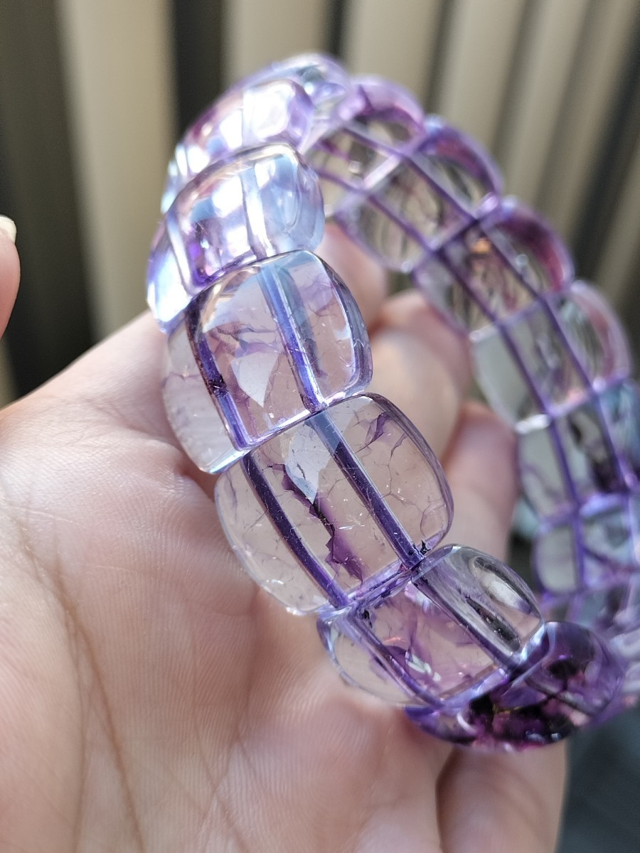 紫水晶 アメジスト 紫の幽霊水晶 パワーストーン バングル ブレスレット拍卖
