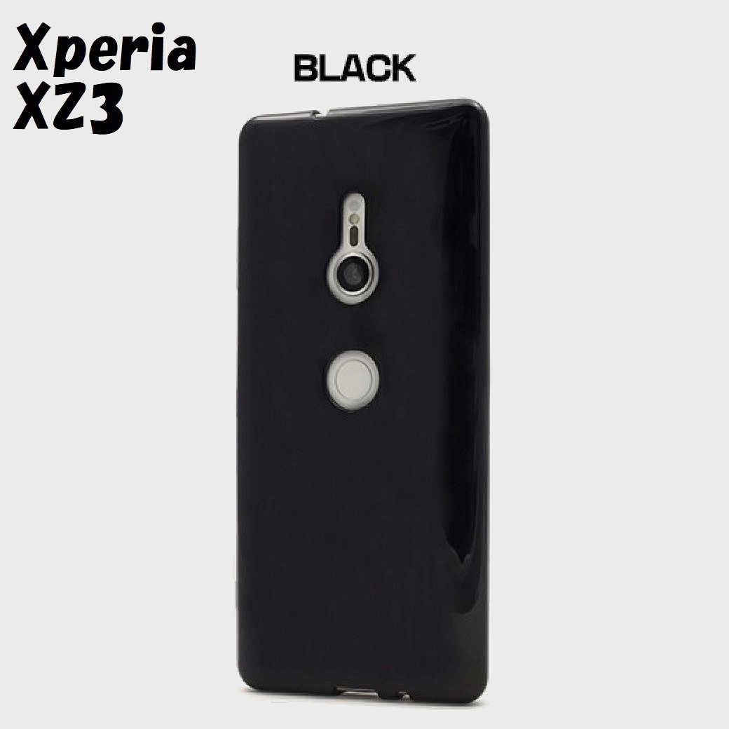 Xperia XZ3:光沢感のある 背面カバー ソフト ケース★ブラック 黒拍卖