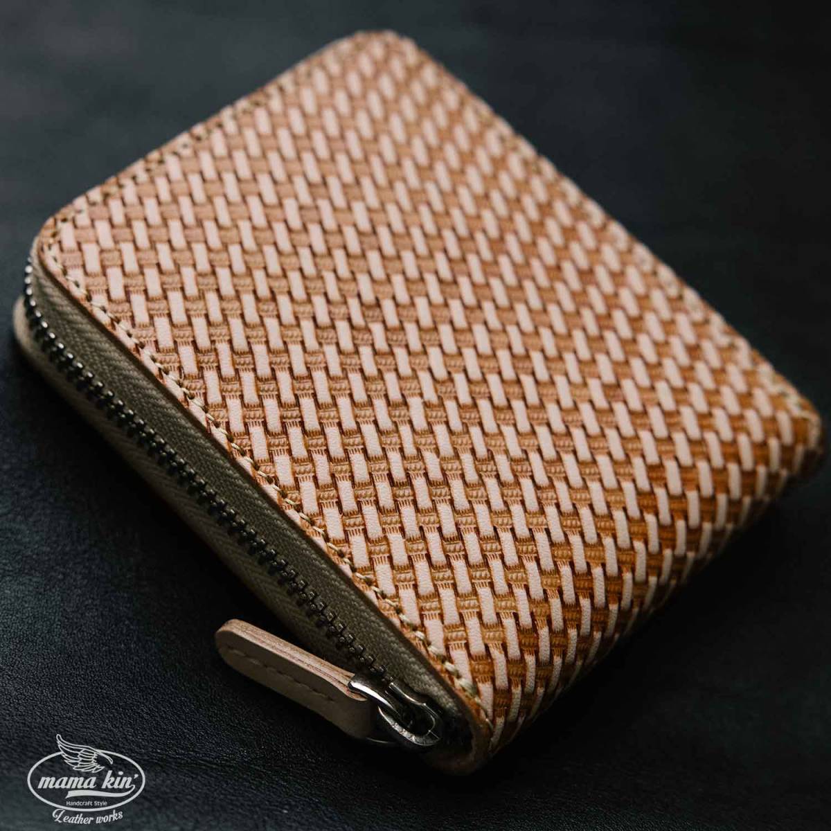 財布/さいふ/カービングウォレット/ラウンドファスナー/レザーウォレット/ヌメ革/牛革/df009bs03nl拍卖