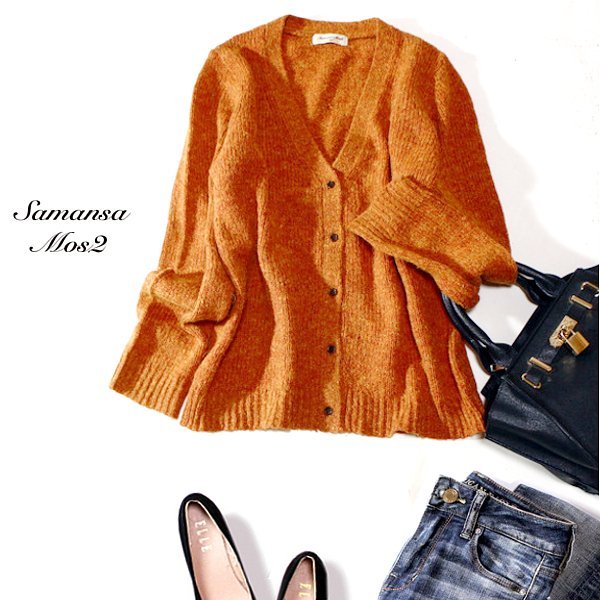 ☆☆ 美品 Samansa Mos2 サマンサモスモス ☆☆ 大人可愛い ウール ニット カーディガン M 秋 冬 23D10拍卖