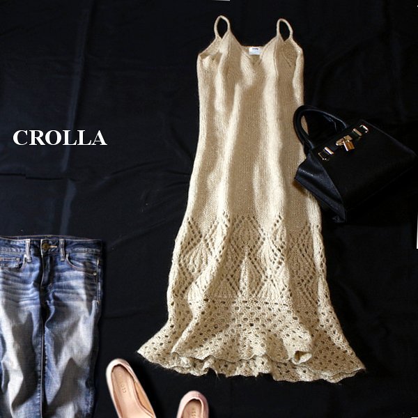 ☆☆ 美品 CROLLA クローラ ☆☆ 可愛い ラメMIX 厚手 ニット ワンピース 38号 M 秋 冬 23A11拍卖