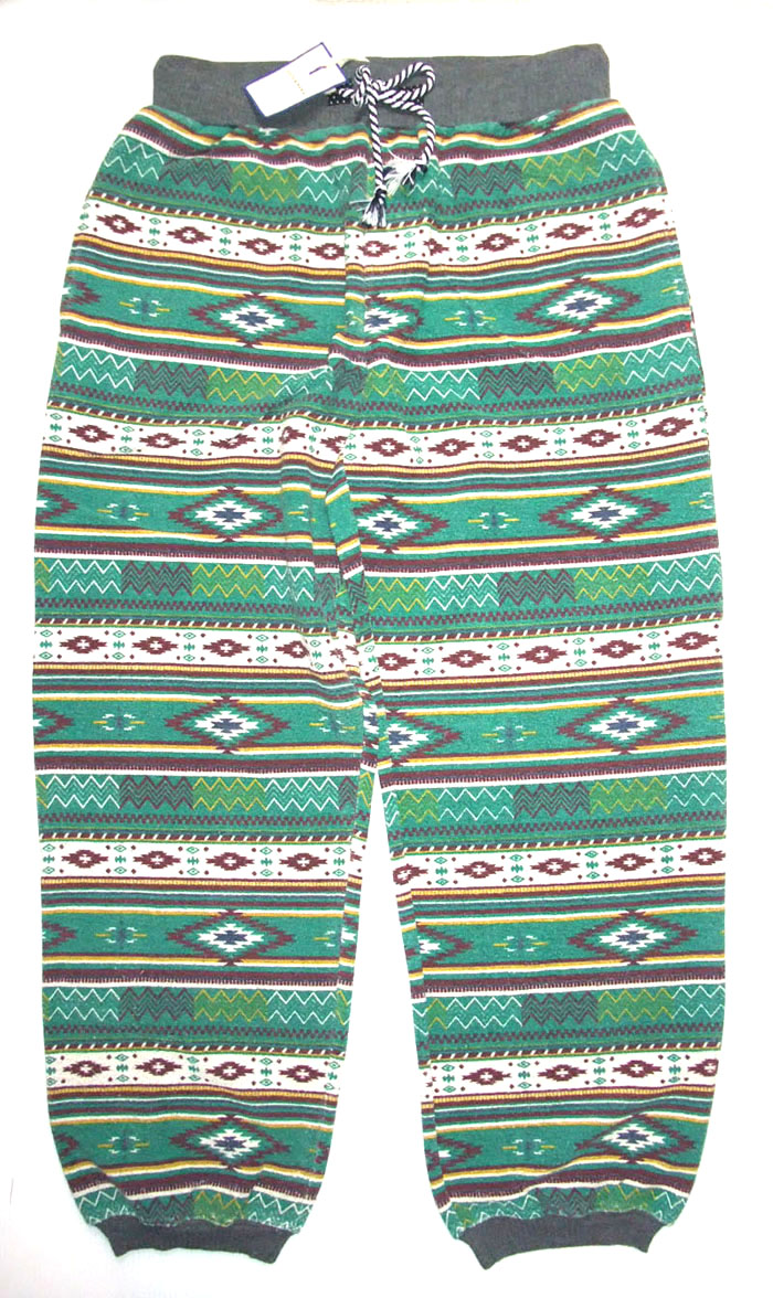 ミニ裏毛パンツ エスニック柄総プリント 大きいサイズ 個性的 Green 5L soto & naka SNP-4408 残りわずか 送料込み価格!拍卖