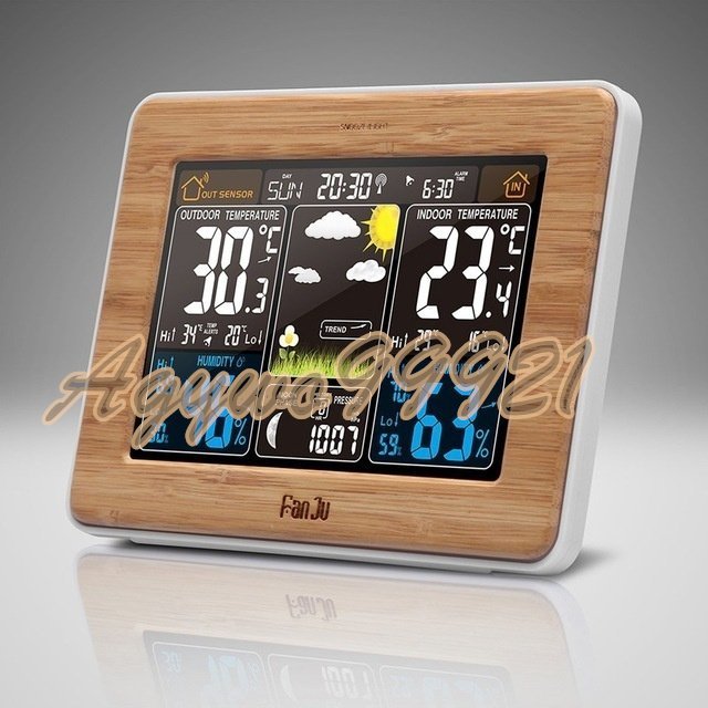 デジタル目覚まし時計/置時計/多機能/天気予報/ムーンフェーズ機能/USB充電/温度測定/気圧測定/ウェザーステーション拍卖