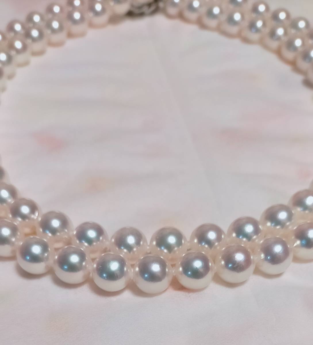 稀少品 ロングネックレス80cm あこや本真珠 照り オーロラ花珠級 テリテリ アコヤ真珠 綺麗! 未使用品拍卖