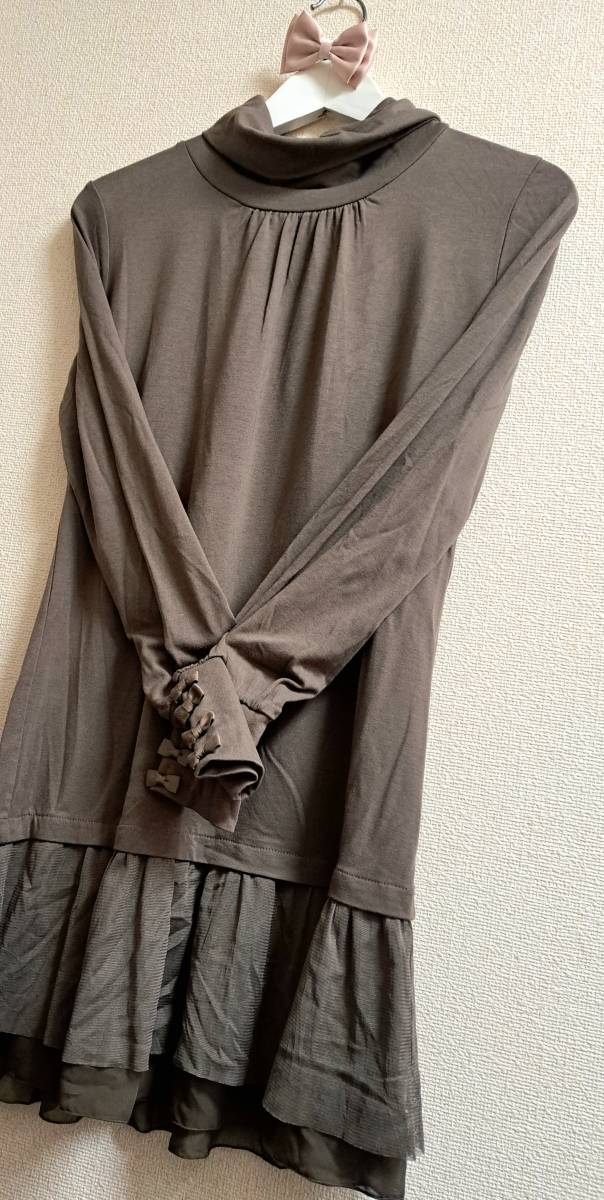 即決★新品 GALLERY VISCONTI ギャラリービスコンティ 袖リボン ロング カットソー チュニック 2 M 拍卖