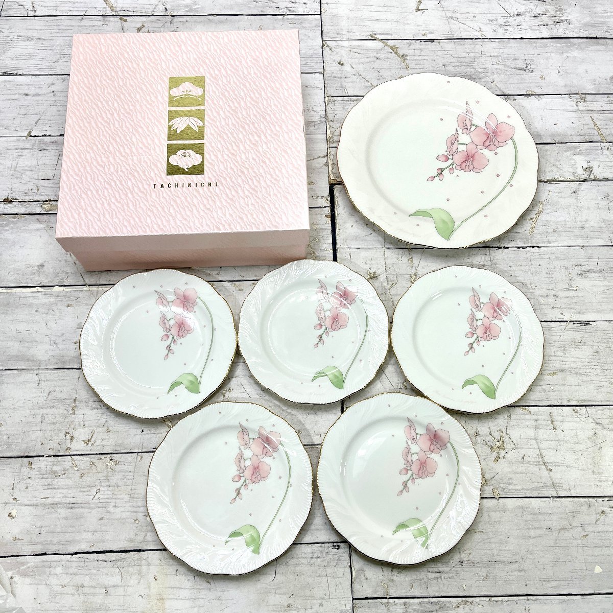 *M* たち吉 平皿 パーティセット 花しらべ タチキチ TACHIKICHI 皿 花柄 6枚 *M-231114拍卖