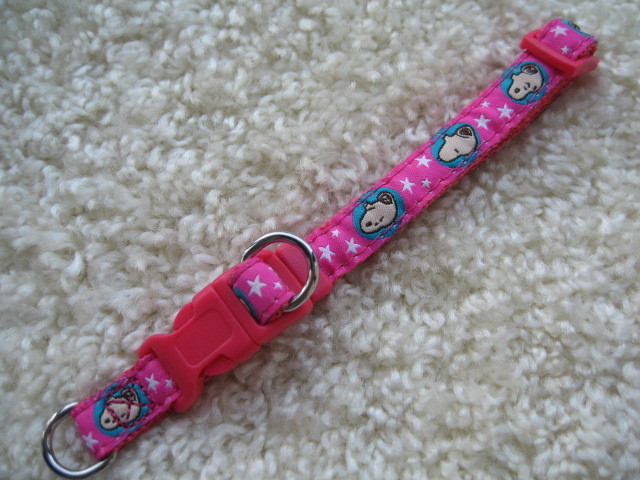 ★同梱お得★超小型首輪-№47・スヌーピー・ピンク♪拍卖