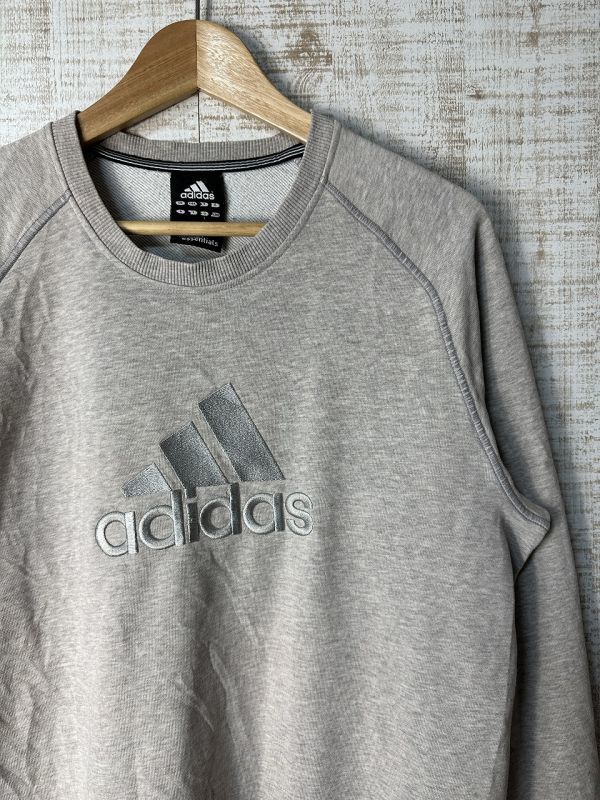 ☆US古着 adidas アディダス スウェット トレーナー ロゴ 刺繍 グレージュ レディース 【L】コットン ◆4167◆拍卖