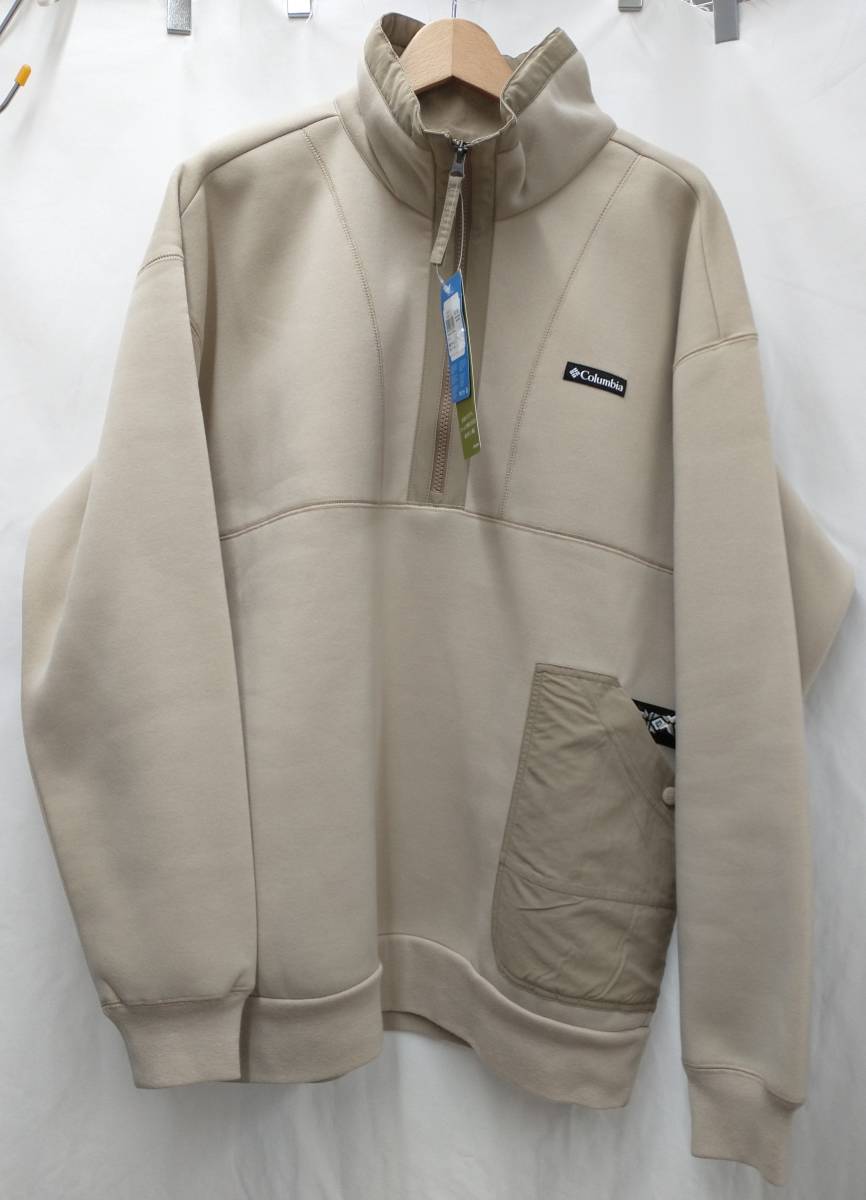 美品 Columbia コロンビア PM0697 シカゴ アベニュー ハーフ ジップ スウェット ベージュ XLサイズ メンズ 新品タグ付 アウトドア拍卖