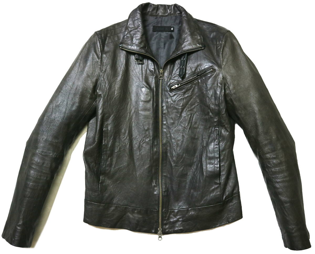 美形/お洒落!◆And A アンドエー 豚革 レザーライダースジャケット◆42(細身Mサイズ:身長166-168センチ位) 春秋レザー 拍卖