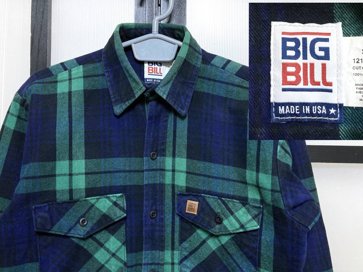 ビッグビル ブラックウォッチ チェック柄 ヘビーネルシャツ USA製 / BIG BILL ヘビネル アメリカ製拍卖