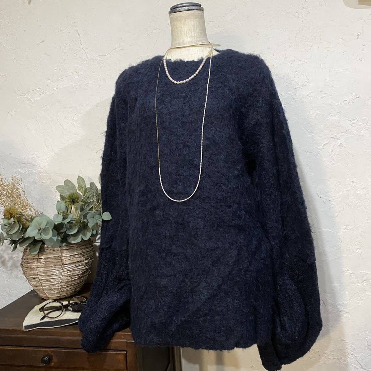 mici ROSE BUD *デザインニットプルオーバー* ビッグシルエットニット/モヘアニット/セーター/オーバーニット/ロングスリーブニット拍卖