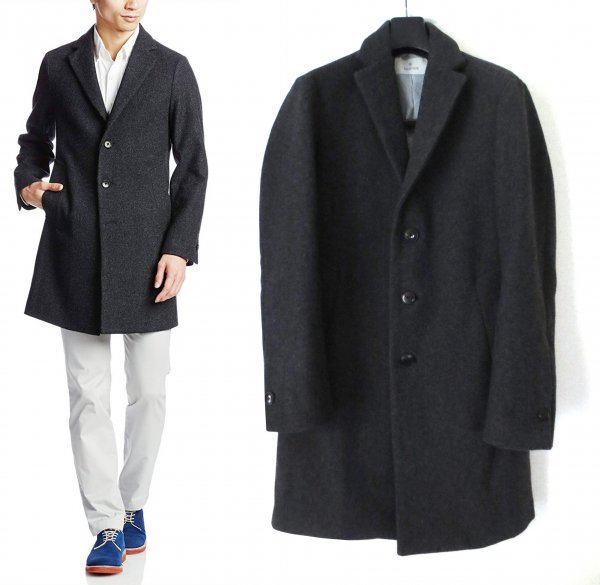 エディフィス ウール メルトン チェスター コート 46 チャコールグレー EDIFICE拍卖