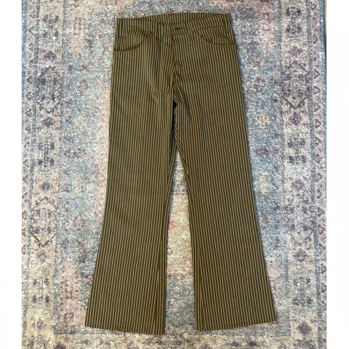 70s LEVIS STA-PREST Vintage Flared Pants リーバイス スタプレ フレア パンツ ワイド スラックス ヴィンテージ ビンテージ ストライプ拍卖