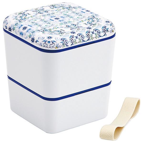 シンプルランチボックス 弁当箱 600ml 2段 角型 天平文様 夢幻 濃青 和柄 男性 女性 メンズ レディース スケーター拍卖