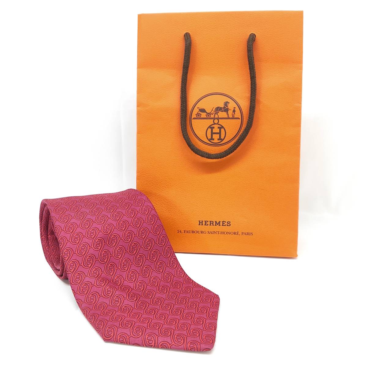 【未使用級】HERMES(エルメス) ネクタイ 赤紫拍卖