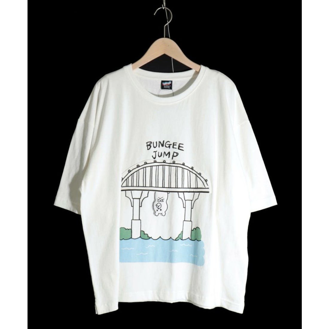 スカラー パリティ ScoLar バンジージャンプクマ アップリケ Tシャツ 新品 未使用 ユニセックス 男女兼用 半袖 白 ゆったり拍卖