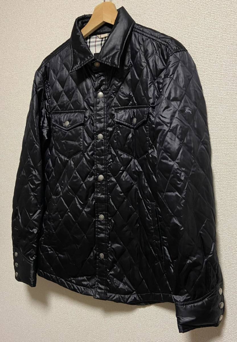 サイズL バーバリーブラックレーベル ホースマーク刺繍 ダウン シャツ ジャケット BURBERRY BLACK LABEL拍卖