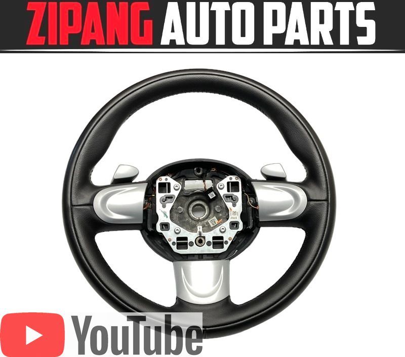 MN065 R56 SV16 ミニ クーパーS 後期 本革 ステアリング ハンドル/パドルシフト付 ◆黒革/ブラック 【動画有り】○拍卖