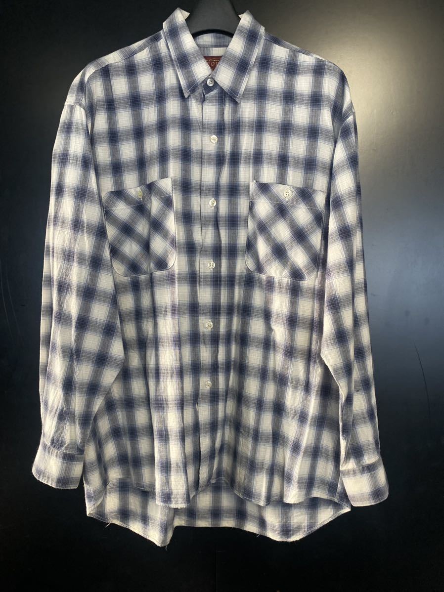 90'S GQFORD オンブレチェックシャツ ヴィンテージ サイズL 長袖シャツ チェック柄 拍卖