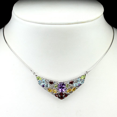アメジスト・ペリドット・トパーズ・その他 純銀ネックレスK-I拍卖