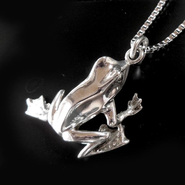 リアルデザイン カエル・蛙 シルバー925ペンダント&ネックレス拍卖
