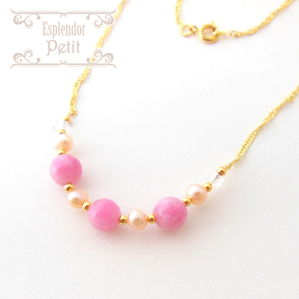 天然インカローズ&淡水パールネックレスA拍卖