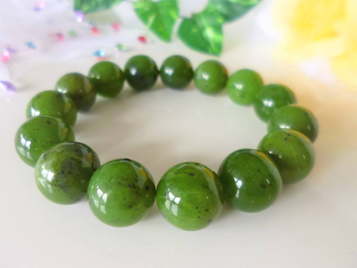 ☆活力向上☆健康アップ☆危機回避☆魔除け☆護符☆エネルギーコントロール☆長寿守り☆ネフライト☆ ☆大珠14mm☆ ☆17cm☆拍卖