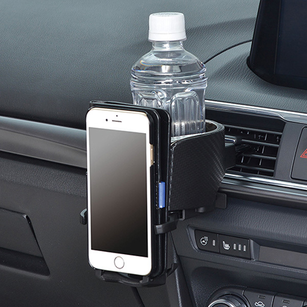 セイ:ドリンクホルダー スマホ スマートフォン ホルダー エアコン吹き出し口 スマホエアコンドリンクホルダー メタルブラック/W922拍卖