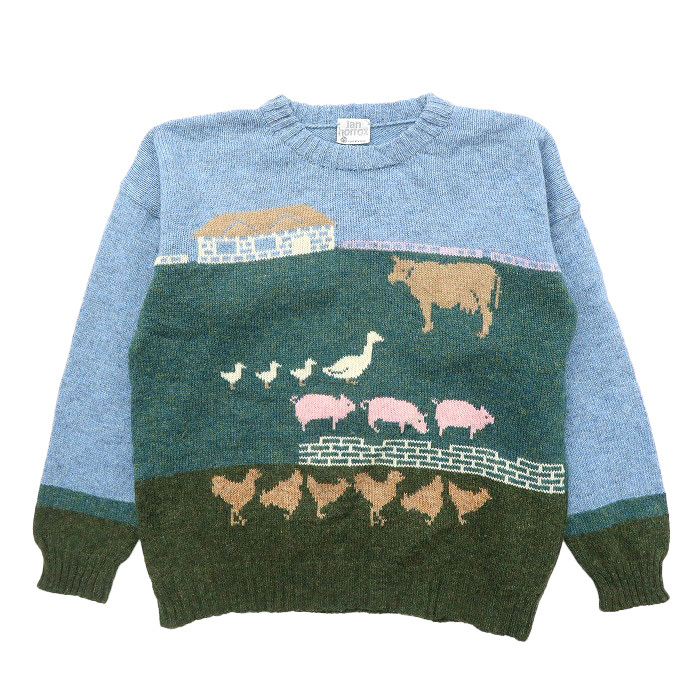 古着 UK製 ウールニット セーター アニマル マルチカラー サイズ表記:- gd70531拍卖