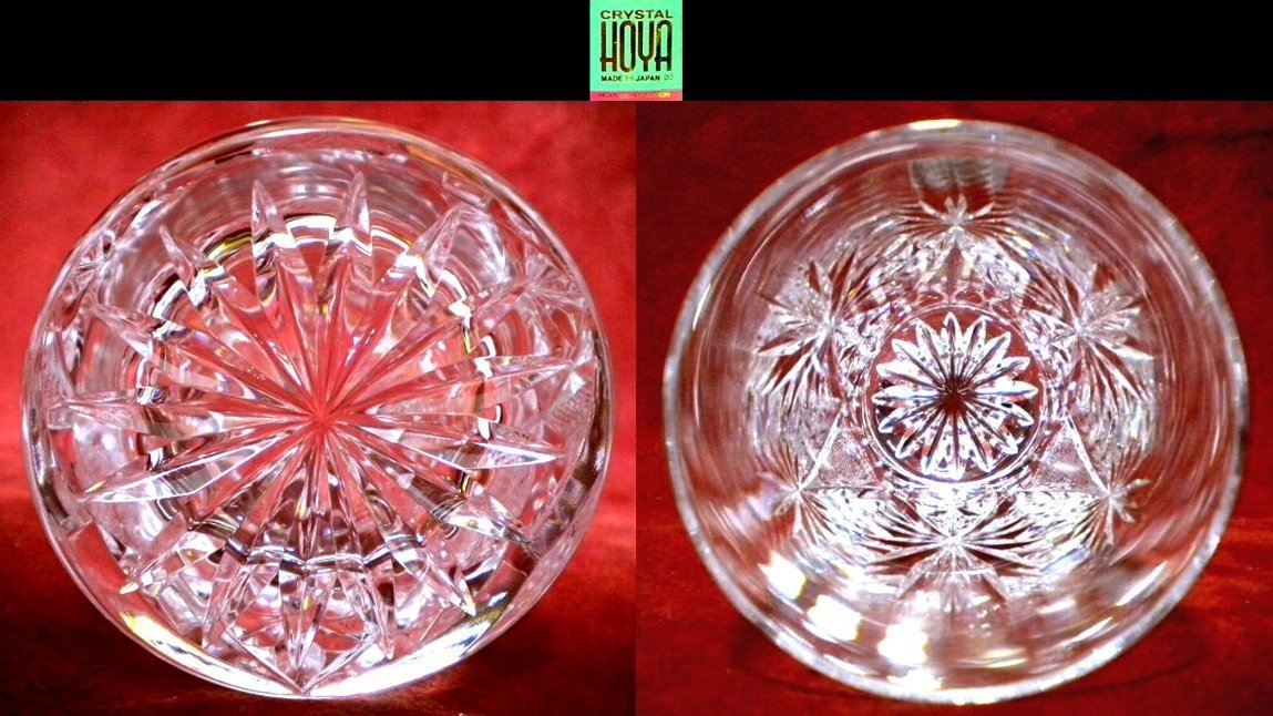 売切 HOYA 切子 クリスタルグラス 容量大270cc 1客 日本製 底16菊紋 纏購入特典有 B/F 寸法φ上66/下56×H127mm 重量275g 口元厚1.6mm拍卖