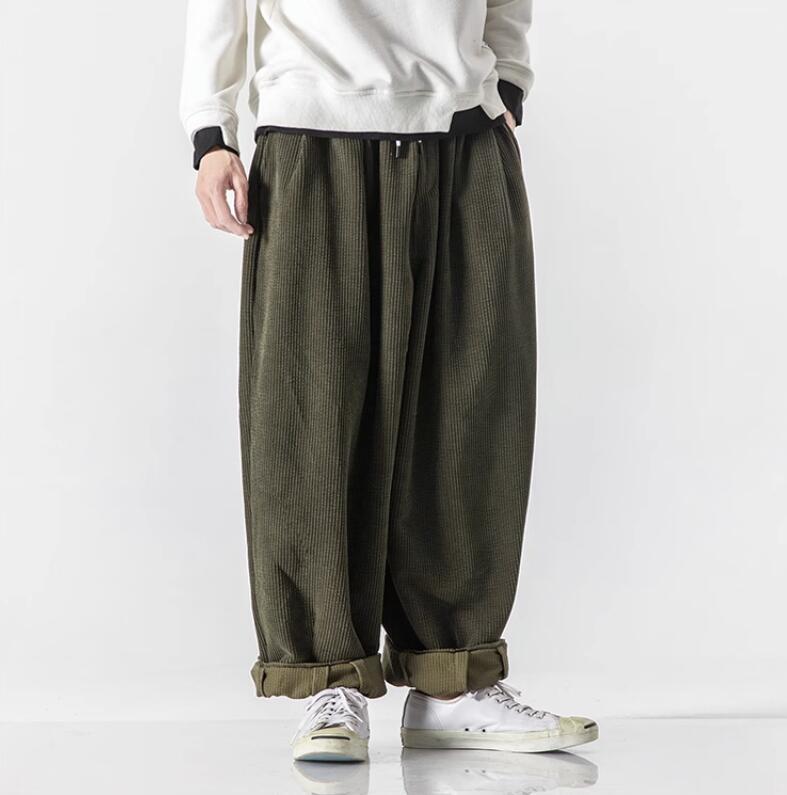 秋冬 サルエルパンツ メンズ カーゴパンツ ワイドパンツ 厚手 ゆったり カジュアル チノパン ロングパンツ コーデュロイ M~5XL 緑拍卖
