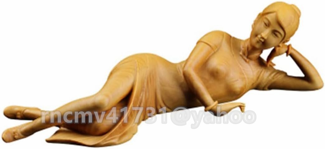 木彫りの置物【チャイナドレス美女】18cm 柘植(ツゲ)縁起 の 良い 置物 クラシック美女 木製彫刻 美術品 フィギュア コレクション拍卖