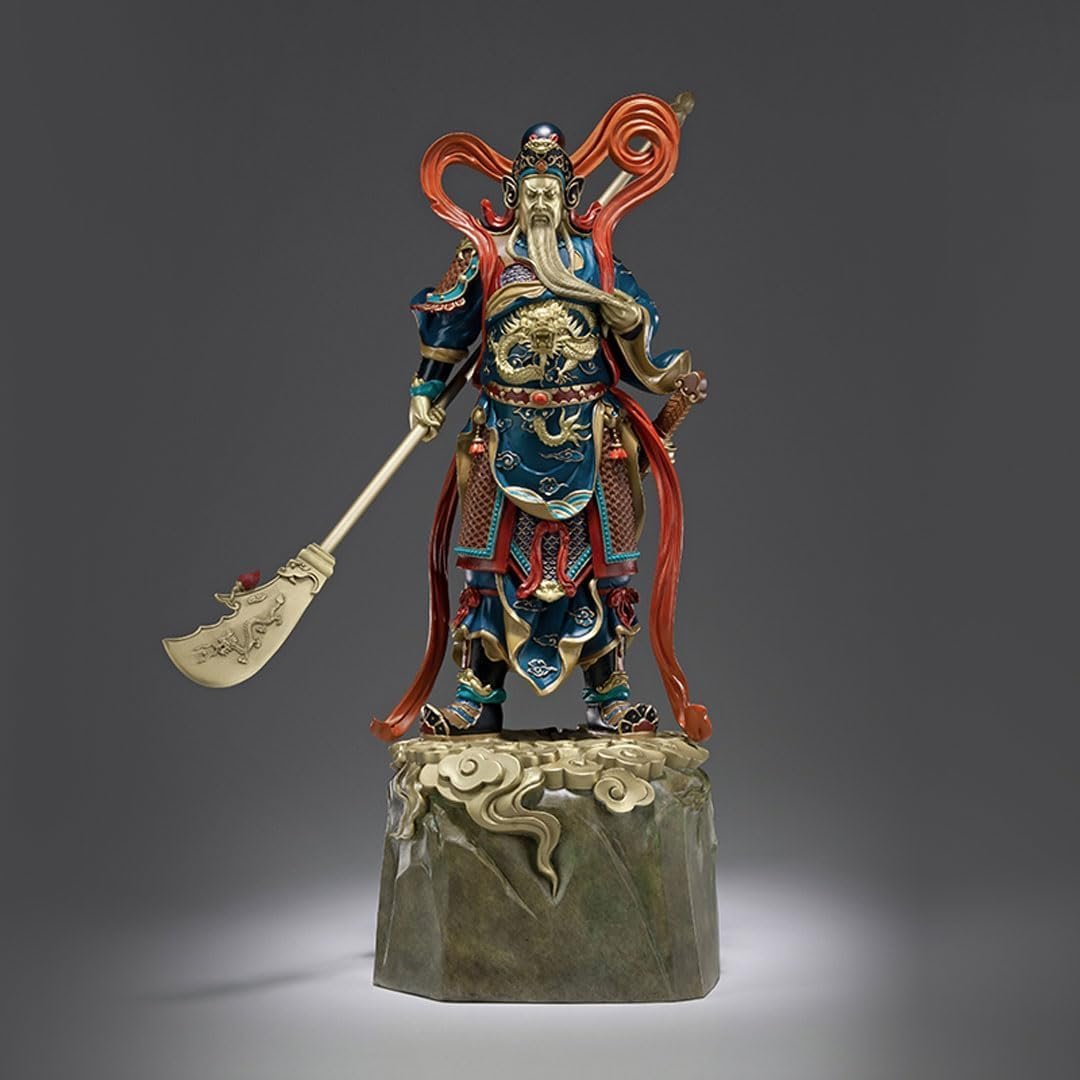 仏像関羽 三国志 関羽像 関公像 50cm【ブロンズ像・彩色】関羽様 かんう 開運グッズ 金運グッズ 風水グッズ 真鍮 置物 三国時代・猛将関羽拍卖