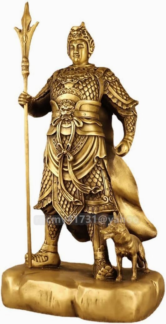 西遊記 清源妙道真君/二郎神 楊&哮天犬 美術品 仏像 開運 厄除け 運気向上 金運 商売繁盛 風水 (高さ39.5cm×巾20cm)拍卖