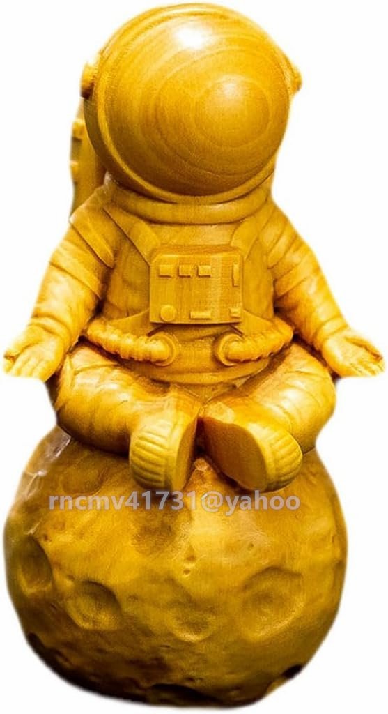 木彫りの置物高級天然ツゲ木彫り 縁起 の 良い 置物 ミニ 可愛い 木製彫刻 美術品 家具装飾 インテリア (高さ10cm)【宇宙飛行士】拍卖