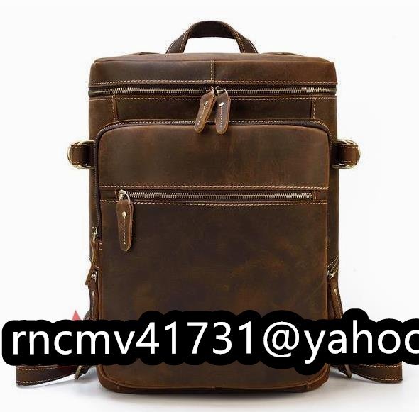 リュック メンズ 本革 牛革 スクエア PC収納 A4 レザー 多機能 大容量 リュックサック バックパック ビジネスリュック拍卖