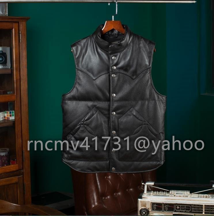 「81SHOP」秋冬新品☆高級感溢れ 柔らか ラム革 羊革 メンズ レザー ダウンベスト ダウン ジャケット 着心地のいい ブラック (S~4XL)拍卖