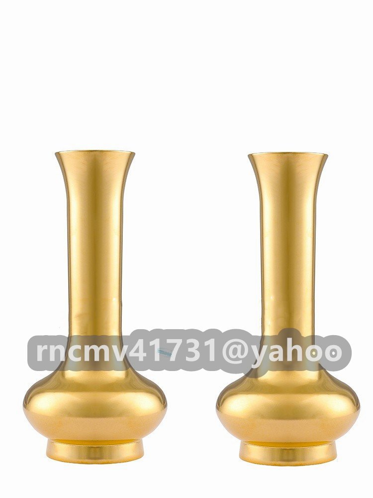 「81SHOP」大型 寛通型 五具足 三具足 花立1対 9寸 仏教工芸品 磨き仕上げ 真鍮製拍卖