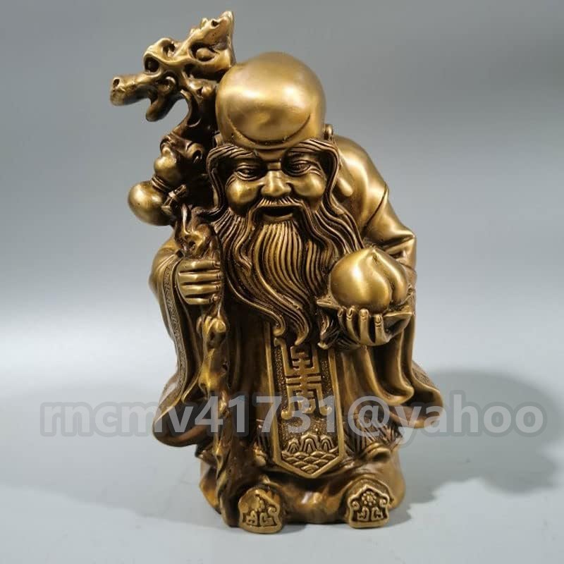 仏像 置物 開運招福七福神 福禄寿 銅製仏像 風水グッズ 金運グッズ (高さ20cm×巾10cm)拍卖