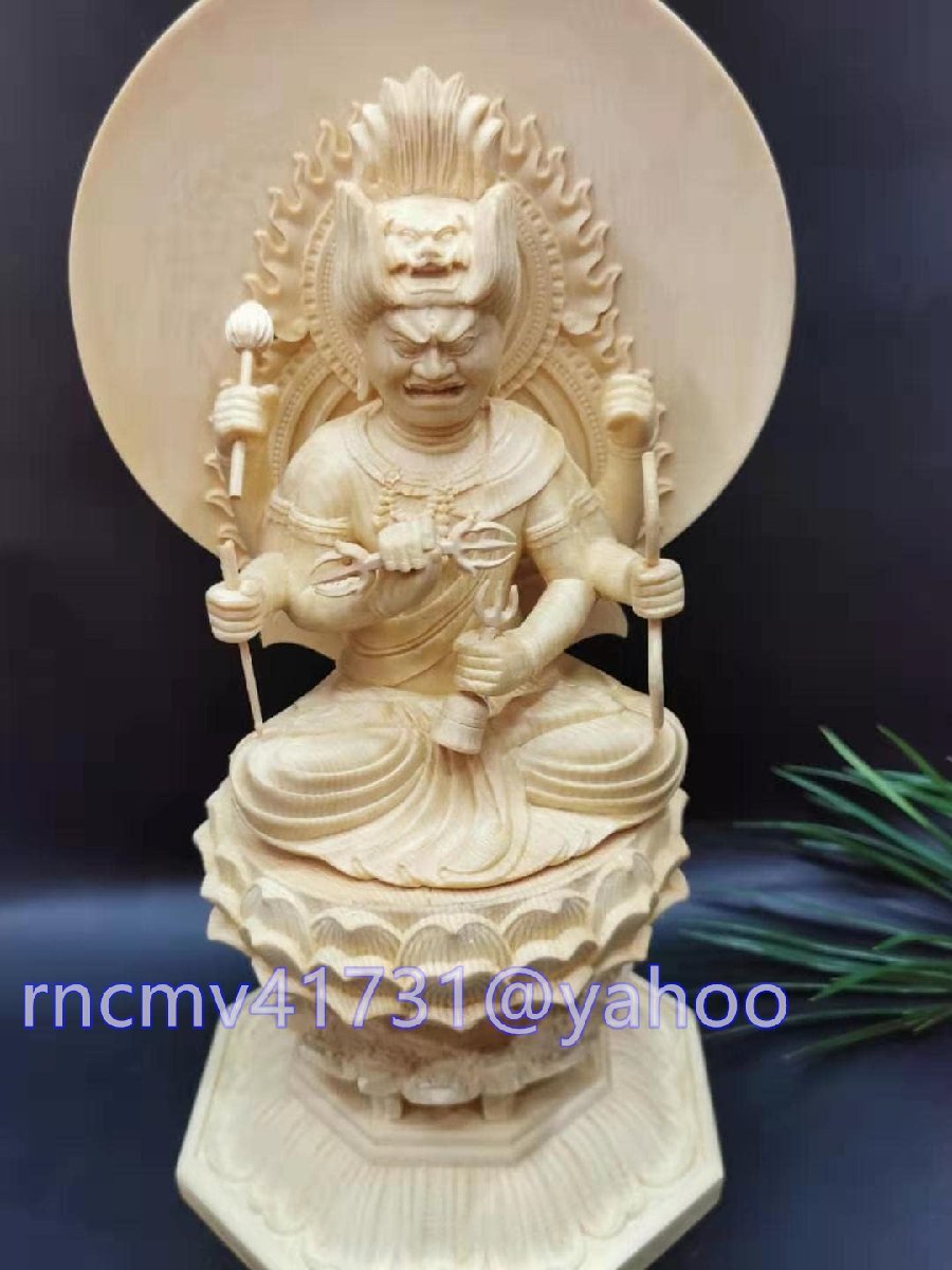 愛染明王像木彫り 仏像 総高25CM拍卖