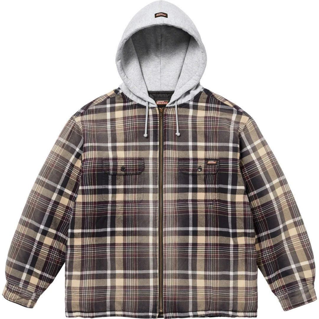 【新品未使用】 23AW 24 新品 SUPREME シュプリーム DICKIES PLAID HOODED ZIP UP SHIRTディッキーズ チェックシャツ 長袖 BLACK S拍卖